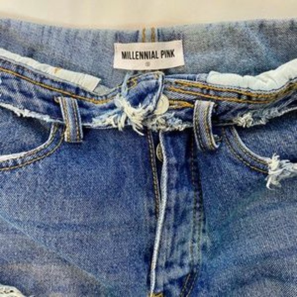 Millennial Pink Shorts Cut Off High Rise Jean - Picture 5 of 7
